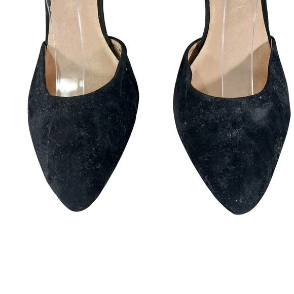 LUI CHUNG! LUXE BLACK VELVETEEN EIDE ANKLE STRAP, POINTY TOE HEELS! SZ 9M - Picture 5 of 11